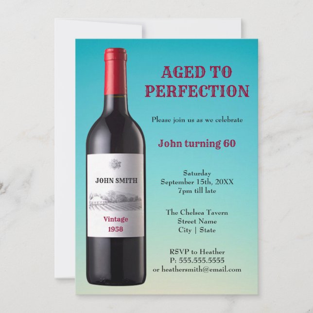 Wine Bottle Aged to Perfection | Invitation Card (Front)