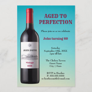 Wine Bottle Aged to Perfection   Invitation Card