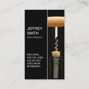 Wine Bottle and Corkscrew Opening Bottle Business Card