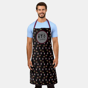 Wine Bottle and Corkscrew Pattern French I Workout Apron