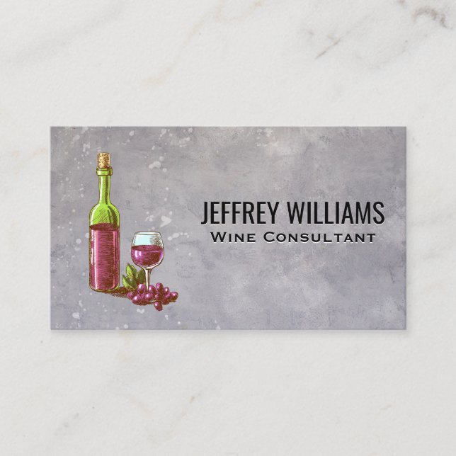Wine Bottle and Glass Business Card (Front)