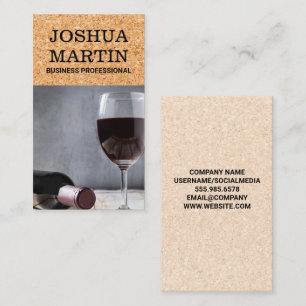 Wine Bottle and Glass Cork Background Business Card