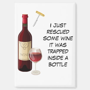 Wine bottle and glass illustration magnet