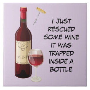 Wine bottle and glass illustration tile
