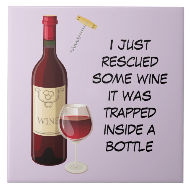 Wine bottle and glass illustration tile (Front)