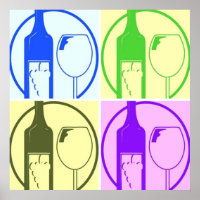 Wine Bottle and Glass Pop Art