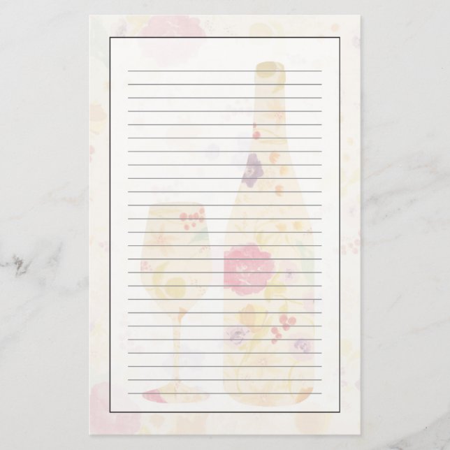 Wine Bottle and Glass Stationery (Front)