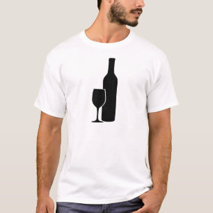 wine bottle and glass vintner icon T-Shirt