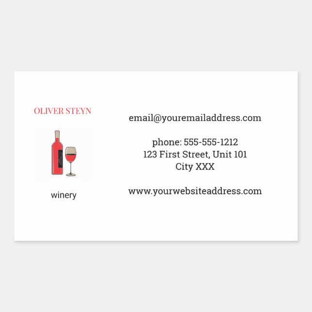 Wine bottle and glass white sticker (Front)
