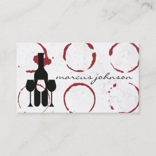 Wine Bottle and Glasses   Wine Stain Business Card