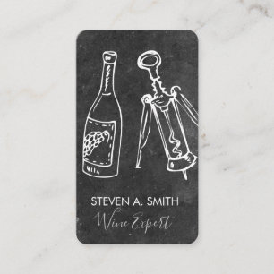 Wine Bottle and Opener Slate Business Card