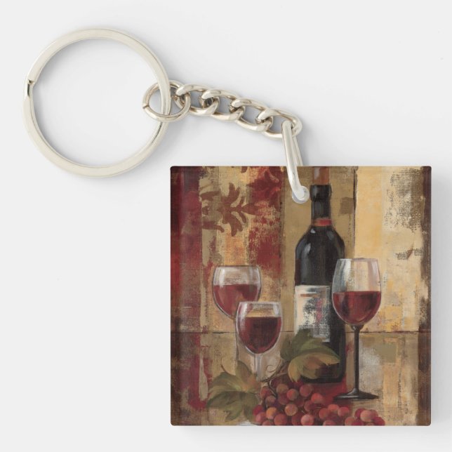 Wine Bottle and Wine Glasses Keychain (Front)