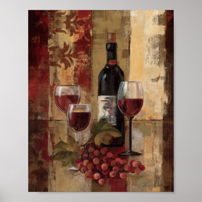 Wine Bottle and Wine Glasses Poster (Front)