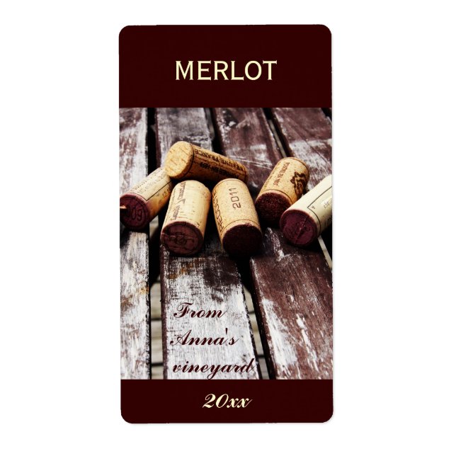 Wine bottle corks bottle label (Front)
