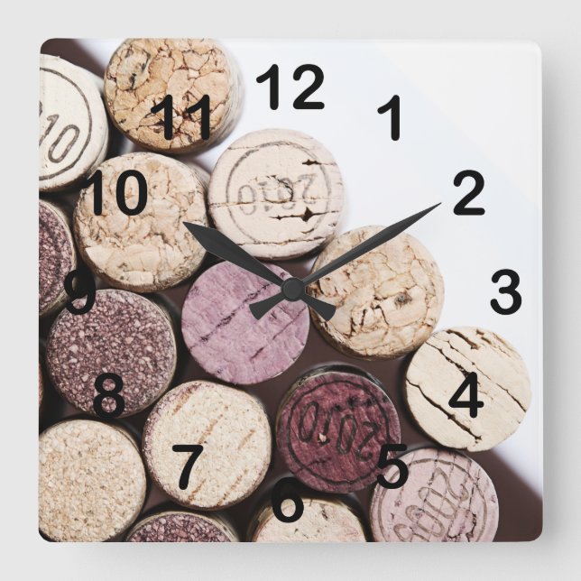 Wine bottle corks square wall clock (Front)