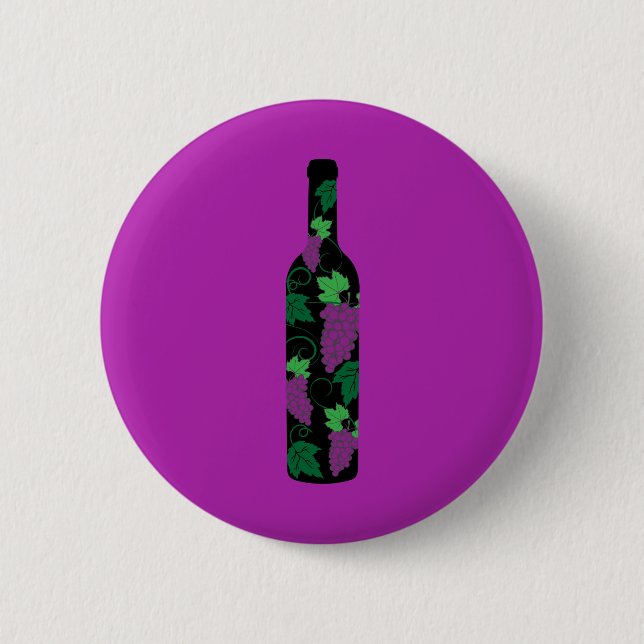 Wine Bottle Dark 2 Inch Round Button (Front)