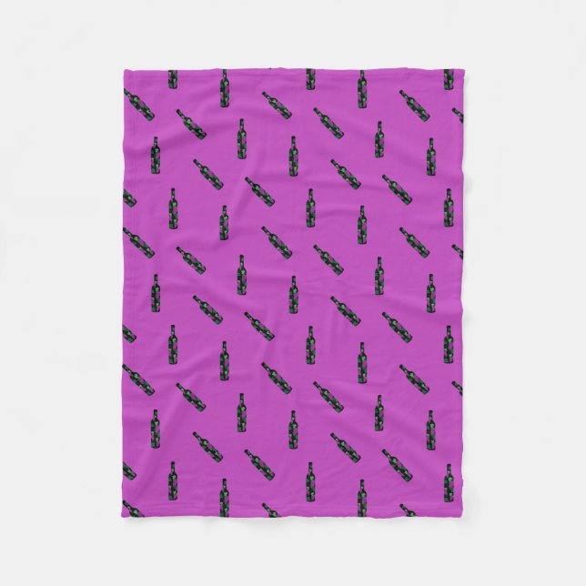 Wine Bottle Dark Fleece Blanket (Front)