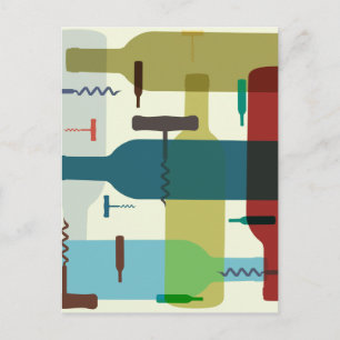Wine bottle design postcard