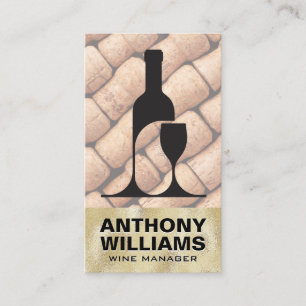 Wine Bottle Glass Black Logo   Corks Business Card