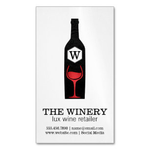 Wine Bottle & Glass   Lux   Texture Magnetic Business Card