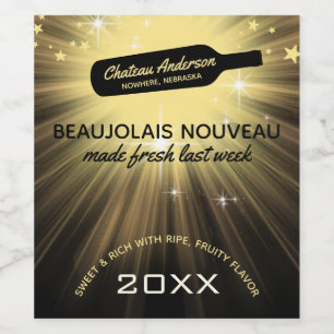 Wine bottle gold burst personalized homemade label