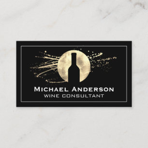 Wine Bottle Gold Splatter Business Card