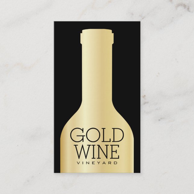 Wine Bottle | Golden Business Card (Front)
