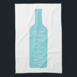 Wine Bottle Illustration - Modern White Name Kitchen Towel<br><div class="desc">Bachelorette Party Favour - A simple drawing with an area to add a last name or any text. A perfect design for a wine lover or a BYOB party. If your bridesmaids love wine,  you can add their names or a groomsman name for wedding favours.</div>