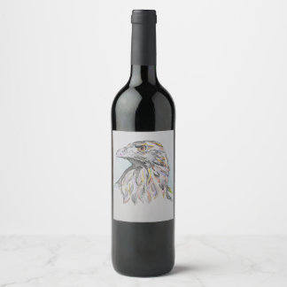 Wine bottle label, American eagle head, Eagle art Label
