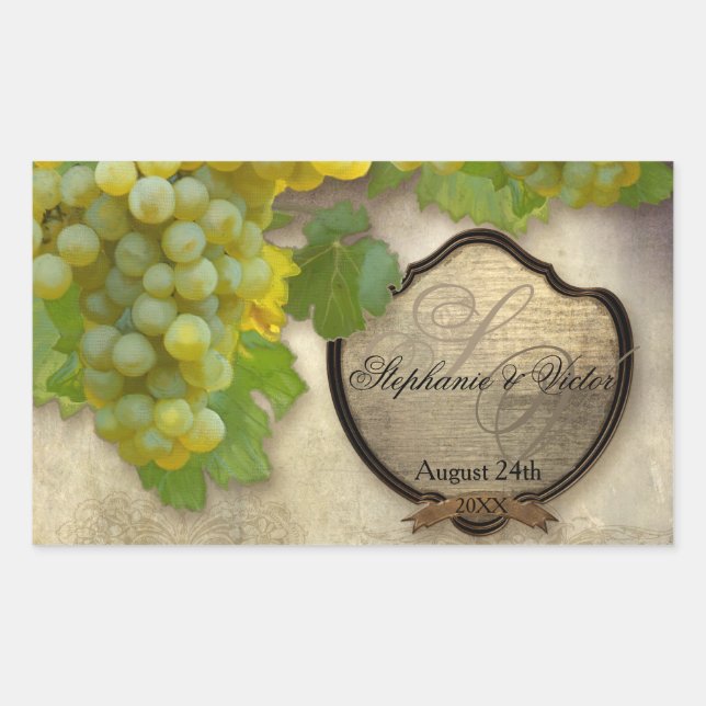 Wine Bottle Label Chardonnay Vineyard Wedding (Front)