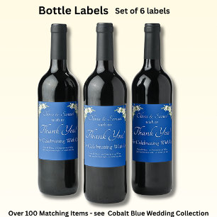 Wine Bottle Labels, Cobalt Blue & White Label