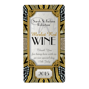 Wine Bottle Labels Gold+Taupe+Black Art Deco v5