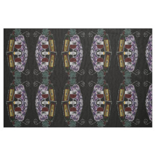Wine Bottle n Grapes Fabric