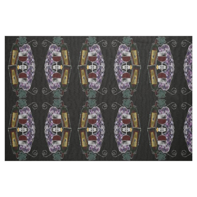 Wine Bottle n Grapes Fabric (Fat Quarter)