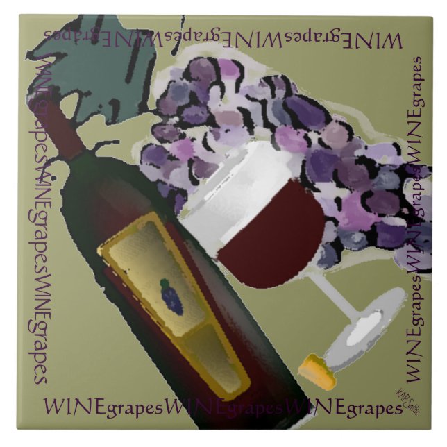 Wine Bottle n Grapes M Tile (Front)