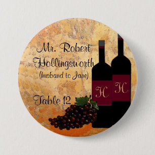 Wine Bottle Name and Table Number 3 Inch Round Button