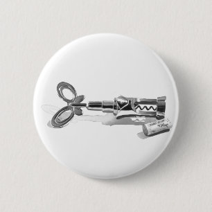 "Wine Bottle Opener" Kitchen Art Watercolor 2 Inch Round Button