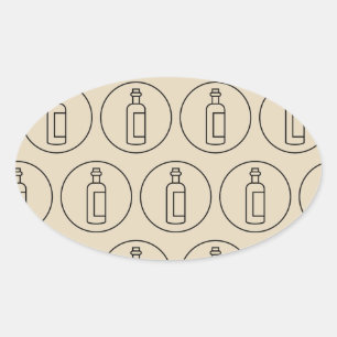 wine bottle pattern oval sticker