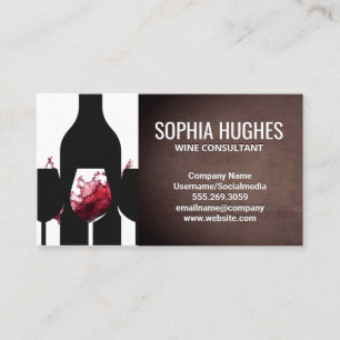 Wine Bottle Silhouette   Wine Splash Business Card