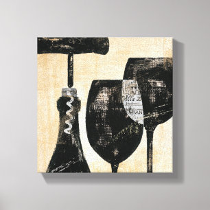 Wine Bottle with Two Glasses Canvas Print