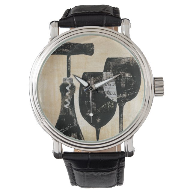 Wine Bottle with Two Glasses Watch (Front)