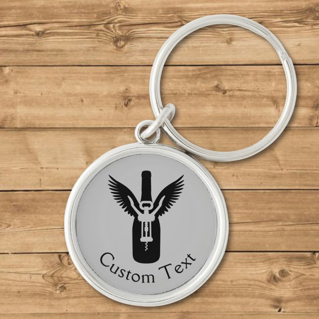 Wine Bottle with Wings and Corkscrew Keychain (Creator Uploaded)