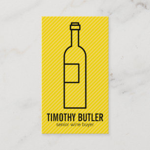 Wine Bottle   Yellow Business Card