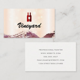 Wine Bottles and Glass   Brushed Business Card