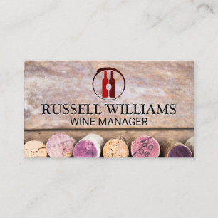 Wine Bottles and Glass   Corks on Table  Business Card