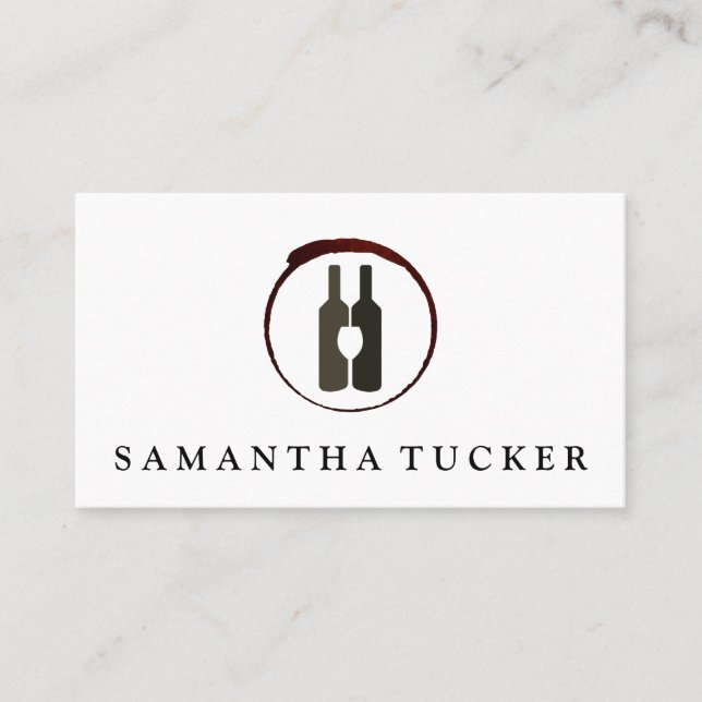 Wine Bottles and Glass Logo Business Card (Front)