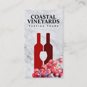 Wine Bottles and Glass   Wine Grapes Business Card