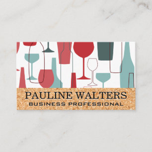 Wine Bottles and Glasses Pattern Business Card