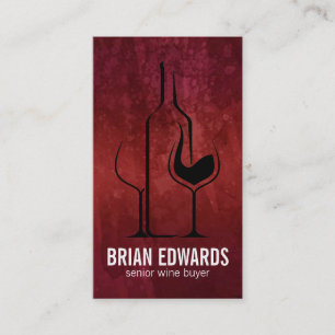 Wine Bottles and Glasses Red Texture Business Card
