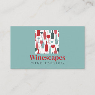 Wine Bottles and Glasses   Vineyard   Winery Business Card